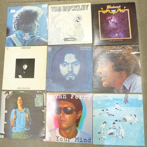 678 - Twelve LP records; Bob Dylan, Tim Buckley, Leonard Cohen, etc.