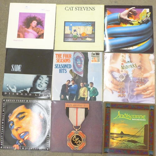 682 - Fifteen LP records, Kate Bush, Sade, Madonna, ELO, etc.