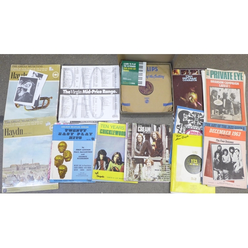 695 - A collection of sheet music and song books including Jimi Hendrix, Golden Beatles Series, Cream and ... 