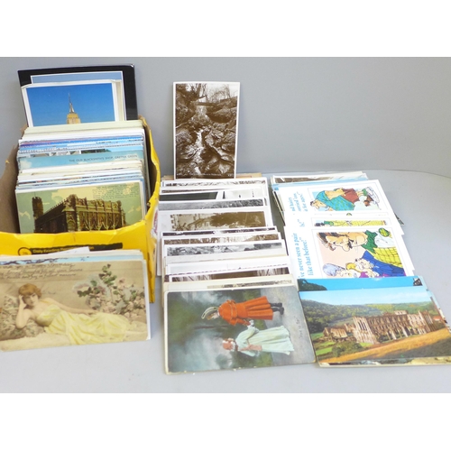 696 - Postcards; a box of postcards, vintage to modern