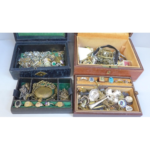 703 - Two boxes of vintage costume jewellery