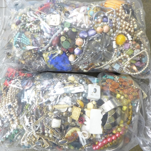 716 - Two bags of costume jewellery