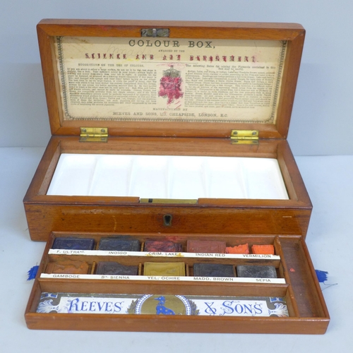 717 - Four late 19th/early 20th Century artist's wooden paint boxes including early Reeves & Sons