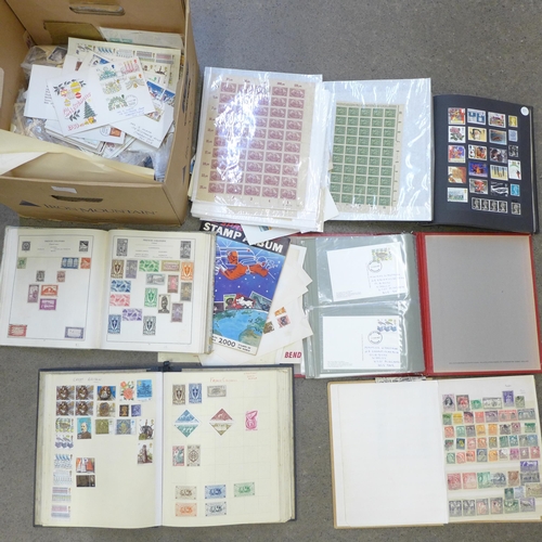 727 - Stamps; a box of stamps, covers, etc., loose and in albums