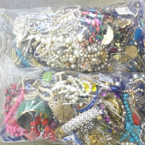 728 - Two bags of costume jewellery