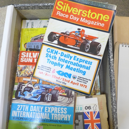 737 - A collection of Formula 1 memorabilia including stickers, race programmes, tickets, calendars, poste... 