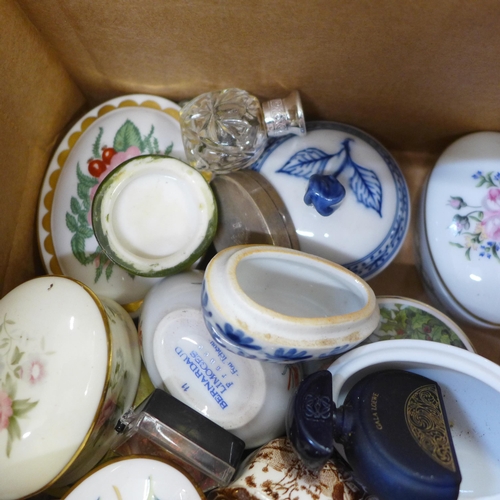 743 - Approximately twenty-five trinket boxes, scent bottles and dressing table jars