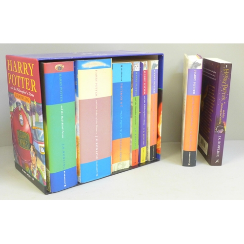 745 - A collection of Harry Potter hardback and paperback books including two first editions