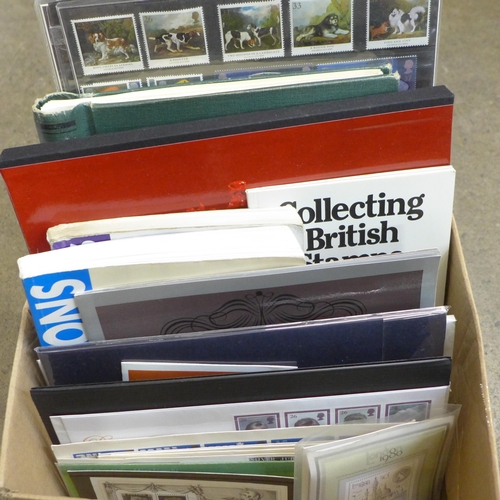 747 - Stamps; a box of GB stamps, covers, year packs, etc.