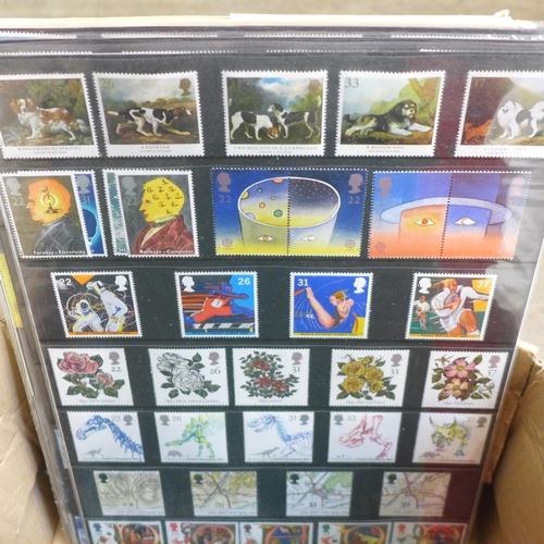 747 - Stamps; a box of GB stamps, covers, year packs, etc.