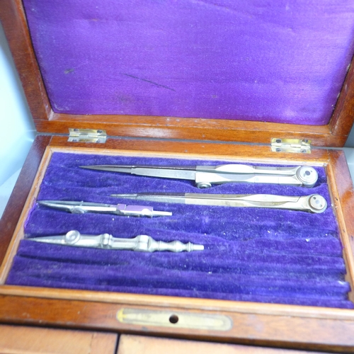 750 - Four 19th Century and three later cased sets of drawing instruments