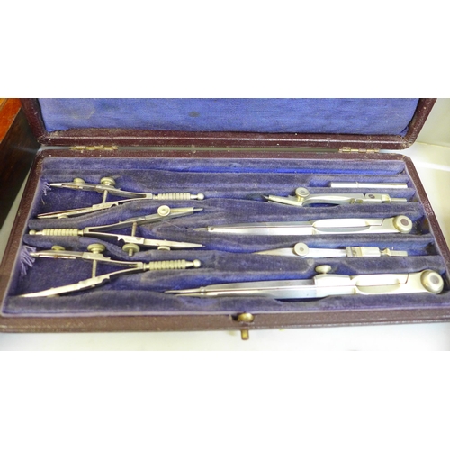 750 - Four 19th Century and three later cased sets of drawing instruments