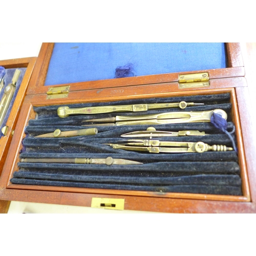 750 - Four 19th Century and three later cased sets of drawing instruments