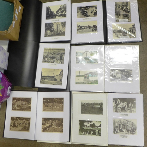 752 - A large collection in fifteen albums of approximately 350 original real photo postcards covering man... 