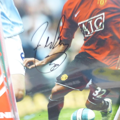 760 - Football memorabilia; a box of Manchester United ephemera including autographed photograph of Carlos... 