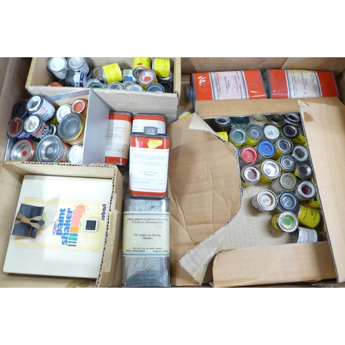 763 - A collection of model paints and a paint pot shaker **PLEASE NOTE THIS LOT IS NOT ELIGIBLE FOR POSTI... 