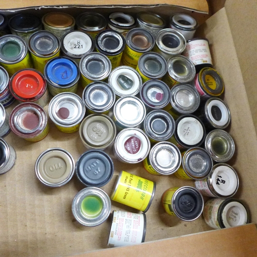 763 - A collection of model paints and a paint pot shaker **PLEASE NOTE THIS LOT IS NOT ELIGIBLE FOR POSTI... 