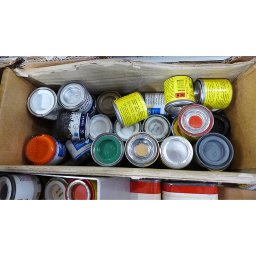 763 - A collection of model paints and a paint pot shaker **PLEASE NOTE THIS LOT IS NOT ELIGIBLE FOR POSTI... 