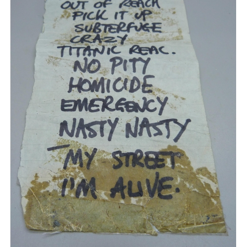 798 - A '999' punk band original set list