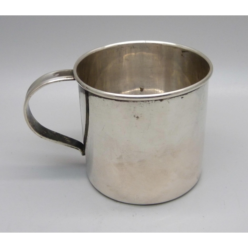 826 - An 830 silver cup engraved 'Randi', stamped 830S, 80g