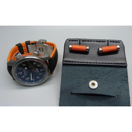 834 - A Bremont MBII-BK10R Martin-Baker Ejection Seat wristwatch, serial number MN11/9865, with matching c... 