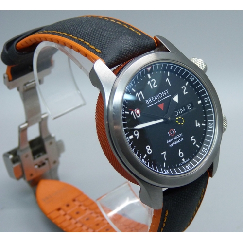 834 - A Bremont MBII-BK10R Martin-Baker Ejection Seat wristwatch, serial number MN11/9865, with matching c... 