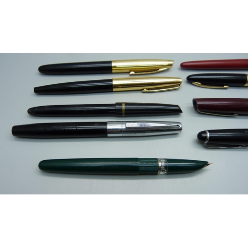 886 - Eight fountain pens including Osmiroid, etc., (some a/f)