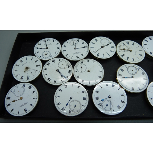 894 - A collection of pocket watch movements including Waltham and Zenith, Cardwell of Liverpool and JG Gr... 