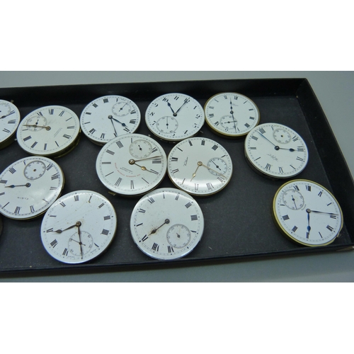 894 - A collection of pocket watch movements including Waltham and Zenith, Cardwell of Liverpool and JG Gr... 