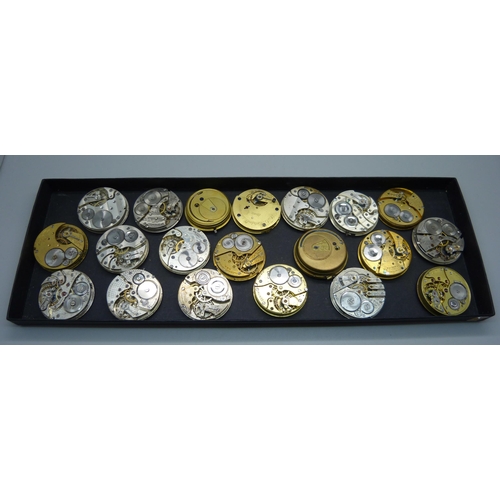 894 - A collection of pocket watch movements including Waltham and Zenith, Cardwell of Liverpool and JG Gr... 