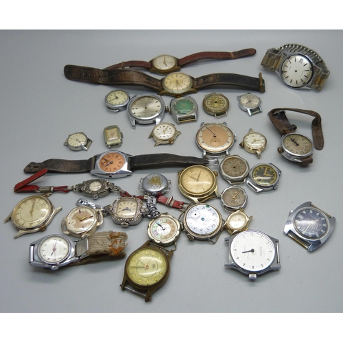 902 - Assorted lady's and gentleman's mechanical wristwatches, majority missing glass, hands or winders, a... 