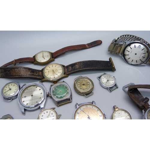 902 - Assorted lady's and gentleman's mechanical wristwatches, majority missing glass, hands or winders, a... 