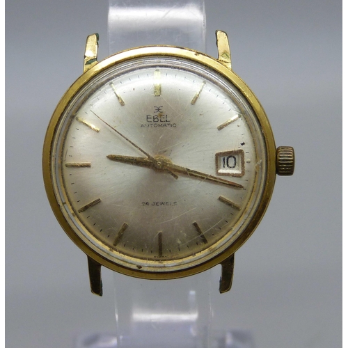 938 - A gentleman's Ebel automatic wristwatch with date, gold plate worn