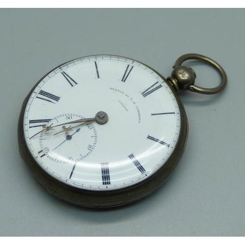 939 - A silver pocket watch, Benson, 03 & 16 Cornhill, London