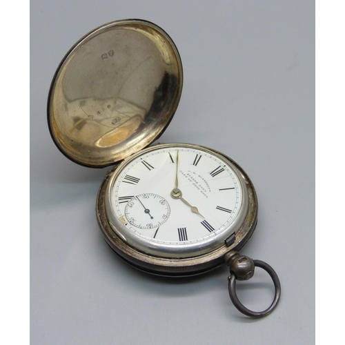 940 - A silver cased fusee full-hunter pocket watch, G.W. Scandrett, Queens Town, Cape of Good Hope