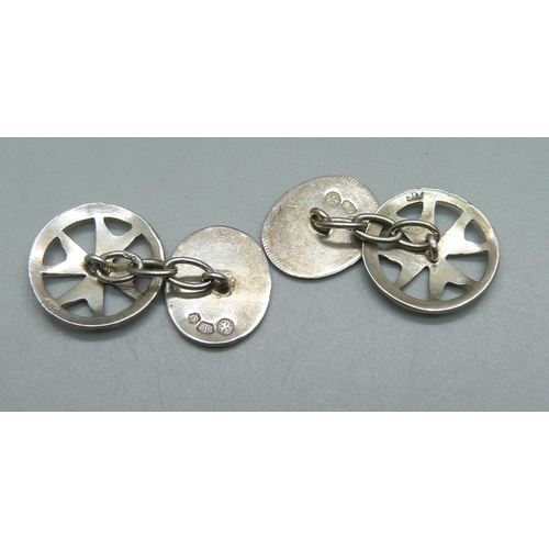 967 - A cased pair of Maltese silver cufflinks