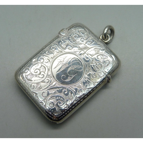 980 - A silver vesta case, Birmingham 1899