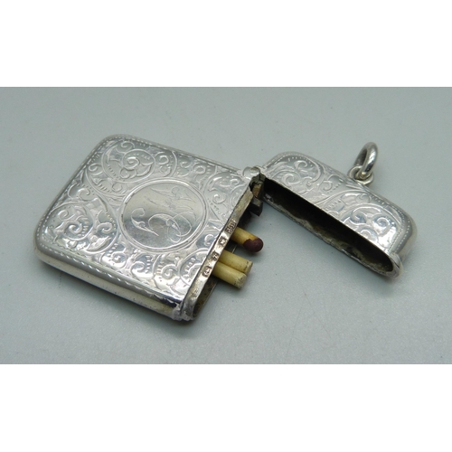 980 - A silver vesta case, Birmingham 1899