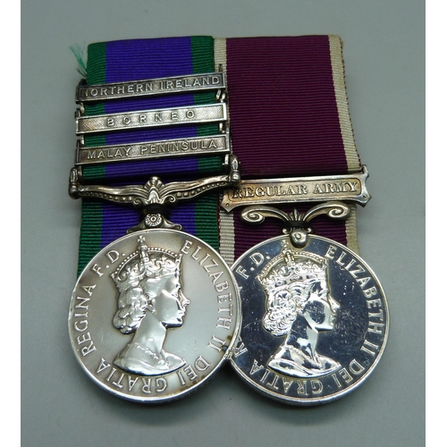 994 - Two Elizabeth II Service medals to 23865987 GDSM/Sgt. K. Bathgate, SG