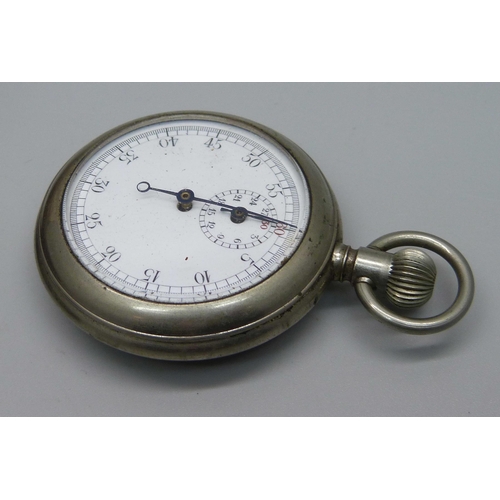 998 - A base metal stop watch, an 'All In One' bronze medallion, cased and an Arts and Crafts necklet