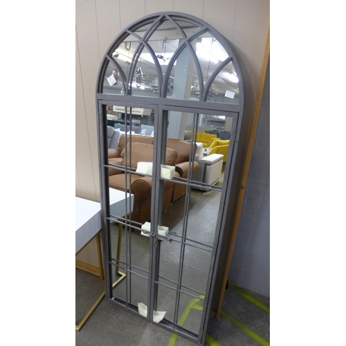 1435 - A grey opening arched window mirror