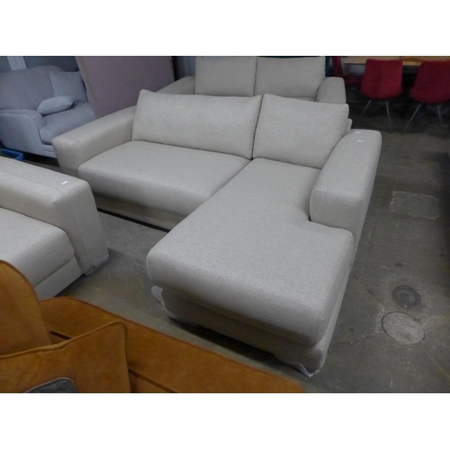 1454 - A sandstone weave L shaped sofa