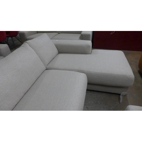 1454 - A sandstone weave L shaped sofa