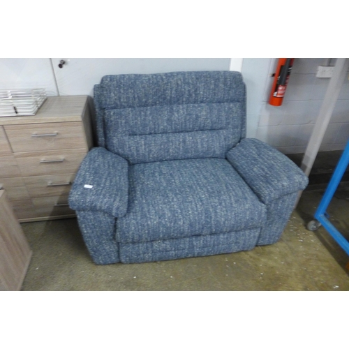 1471 - A blue hopsack reclining love seat