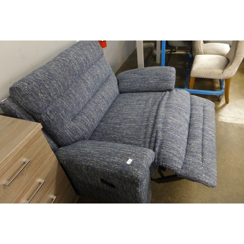 1471 - A blue hopsack reclining love seat