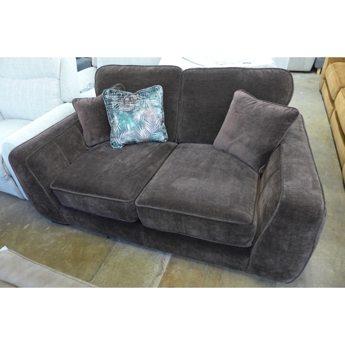 1480 - A coffee bean velvet two seater sofa