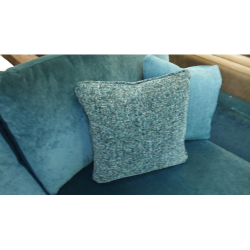 1482 - A turquoise upholstered three seater sofa