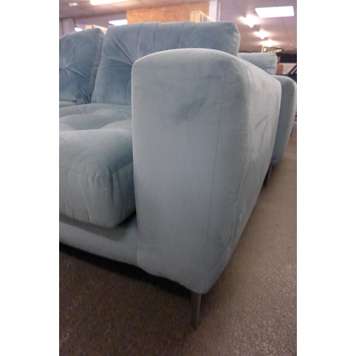 1487 - A pale blue velvet two seater sofa