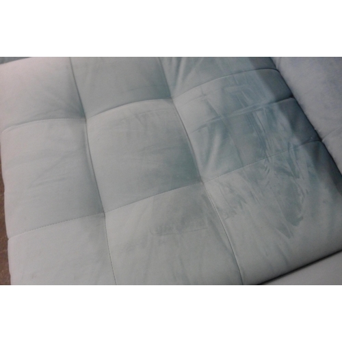 1487 - A pale blue velvet two seater sofa