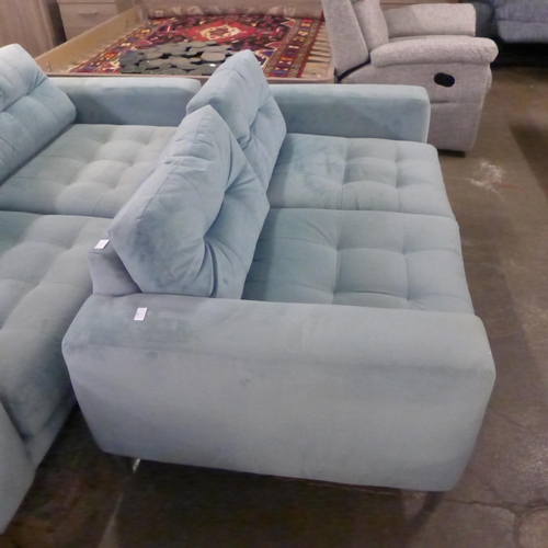 1487 - A pale blue velvet two seater sofa